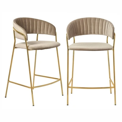 Комплект из 2-х стульев полубарных Turin латте с золотыми ножками