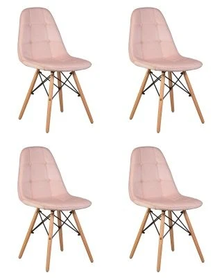 Набор 4 шт Стул обеденный DOBRIN BENNET, ножки светлый бук, пудрово-розовый велюр (HLR-39)