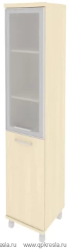 Шкаф высокий узкий правый (1 низкая дверь ЛДСП, 1 средняя дверь стекло в раме) KSU-1.2RR