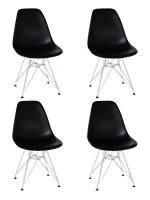 Набор 4 шт Стул обеденный DOBRIN DSR, ножки хром, цвет чёрный (B-03)