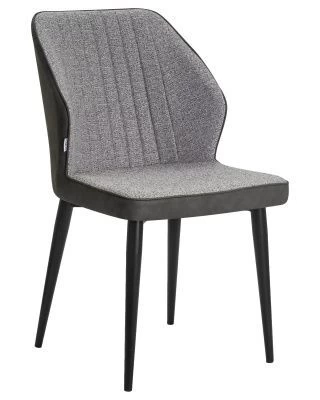 Стул обеденный KEVIN (черные матовые ножки, Сиденье серая ткань FC-09, Спинка антрацит кожзам RU-08)