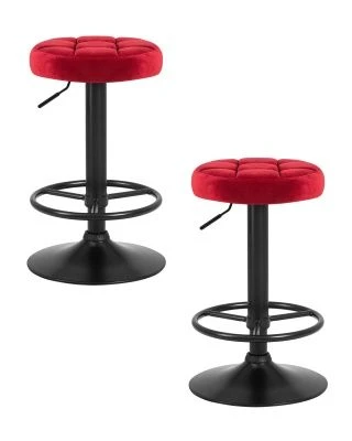 Набор 2 шт Табурет барный DOBRIN BRUNO BLACK, бордо велюр (MJ9-43)
