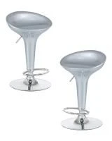 Набор 2 шт Стул барный DOBRIN BOMBA, серебряный металлик