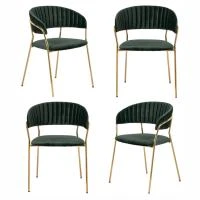 Комплект из 4-х стульев Turin зеленый, золотые ножки