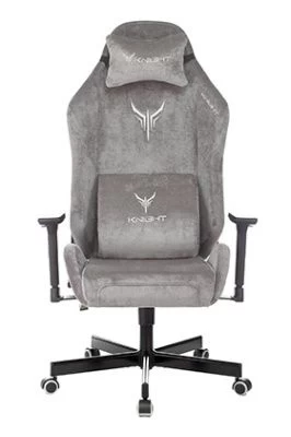 Кресло игровое Knight N1 Fabric серый Light-19 с подголов. крестов. металл