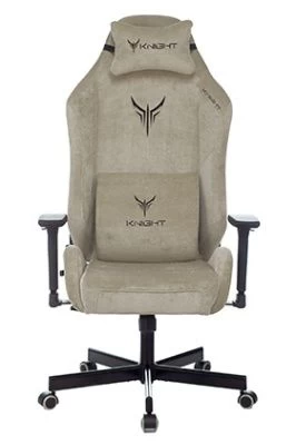 Кресло игровое Knight N1 Fabric бежевый Light-21 с подголов. крестов. металл