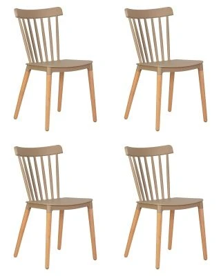 Набор 4 шт Стул обеденный DOBRIN THEO, ножки светлый бук, цвет бежевый (GR-03)