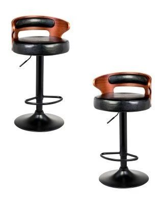 Набор 2 шт Стул барный DOBRIN FRED BLACK, коричневое дерево, чёрный