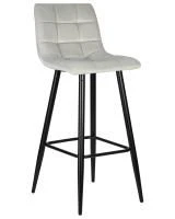 Стул барный DOBRIN NICOLE, черные матовые ножки, светло-серый велюр (108-52)