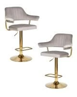 Набор 2 шт Стул барный DOBRIN CHARLY GOLD, серый велюр (MJ9-75)