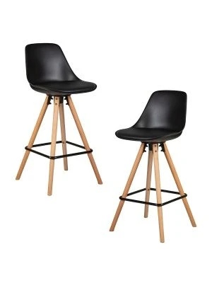 Набор 2 шт Стул полубарный DOBRIN RONNI, ножки светлый бук, черный (B-03)