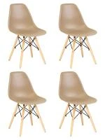 Набор 4 шт Стул обеденный DOBRIN DSW, ножки светлый бук, цвет бежевый (GR-03)