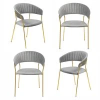 Комплект из 4-х стульев Turin серый, золотые ножки