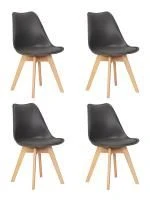 Набор 4 шт Стул обеденный DOBRIN JERRY SOFT, ножки светлый бук, цвет сиденья темно-серый (G-04)