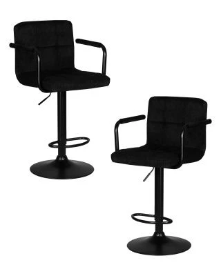 Набор 2 шт Стул барный DOBRIN KRUGER ARM BLACK, черный вельвет (LAR-E2041-52)