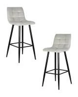 Набор 2 шт Стул барный DOBRIN NICOLE, черные матовые ножки, светло-серый велюр (108-52)