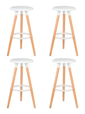 Набор 4 шт Табурет барный DOBRIN ROYCE, ножки светлый бук, цвет белый (W-02)