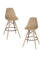 Набор 2 шт Стул барный DOBRIN DSW BAR, ножки светлый бук, цвет сиденья бежевый (GR-03)