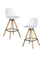 Набор 2 шт Стул полубарный DOBRIN RONNI, ножки светлый бук, белый (ZL-W-02)