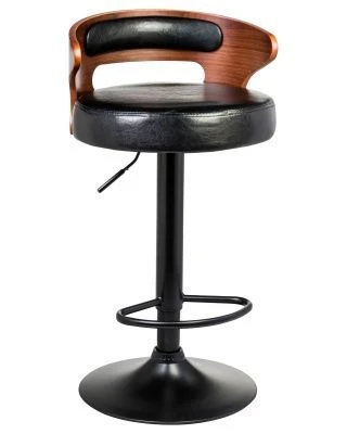 Стул барный DOBRIN FRED BLACK, коричневое дерево, чёрный