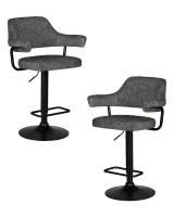 Набор 2 шт Стул барный DOBRIN CHARLY BLACK, серый твид (LEO11)