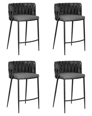 Набор 4 шт Стул полубарный DOBRIN AMELIA COUNTER, серая ткань (F-48), темно-серый винтажный PU (MF-12)