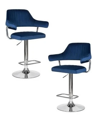 Набор 2 шт Стул барный DOBRIN CHARLY, синий велюр (MJ9-117)