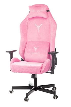 Кресло игровое Knight N1 Fabric розовый Velvet 36 с подголов. крестов. металл