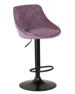 Стул барный DOBRIN LOGAN BLACK, пудрово-сиреневый велюр (MJ9-52)