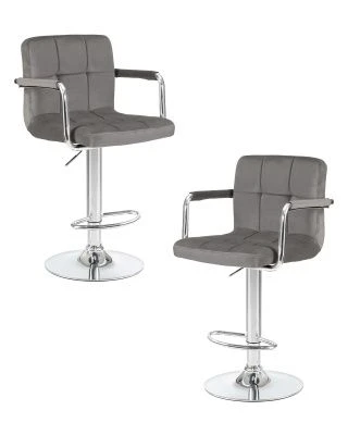 Набор 2 шт Стул барный DOBRIN KRUGER ARM, серый велюр (MJ9-75)