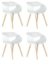 Набор 4 шт Стул обеденный DOBRIN ALIEN, ножки светлый бук, цвет белый (W-02)