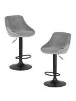 Набор 2 шт Стул барный DOBRIN LOGAN BLACK, серый велюр (MJ9-75)