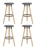 Набор 4 шт Табурет барный DOBRIN ROYCE, ножки светлый бук, цвет темно-серый (GR-04)
