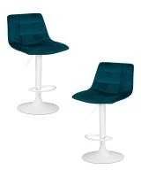 Набор 2 шт Стул барный DOBRIN TAILOR WHITE, морской волны велюр (MJ9-99)