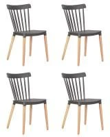 Набор 4 шт Стул обеденный DOBRIN THEO, ножки светлый бук, цвет темно-серый (GR-04)