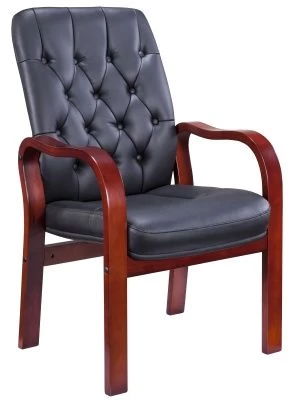 Кресло Everprof Monaco Wood CF Экокожа Черный