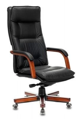 Кресло руководителя Бюрократ T-9927WALNUT черный кожа крестовина металл/дерево