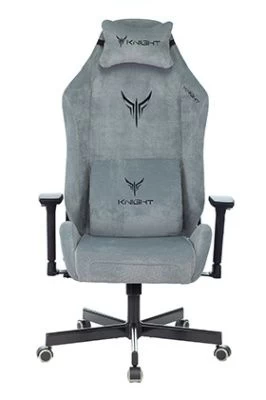 Кресло игровое Knight N1 Fabric серо-голубой Light-28 с подголов. крестов. металл