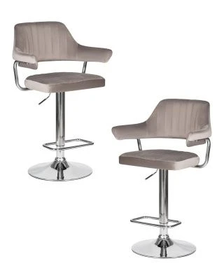 Набор 2 шт Стул барный DOBRIN CHARLY, серый велюр (MJ9-75)