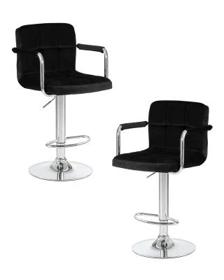 Набор 2 шт Стул барный DOBRIN KRUGER ARM, черный велюр (MJ9-101)
