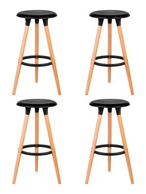 Набор 4 шт Табурет барный DOBRIN ROYCE, ножки светлый бук, цвет чёрный (B-03)