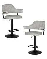 Набор 2 шт Стул барный DOBRIN CHARLY BLACK, светло-серый твид (LEO04)