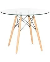 Стол обеденный DOBRIN CHELSEA`90 GLASS, ножки светлый бук, столешница стекло