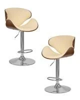 Набор 2 шт Стул барный DOBRIN KARTER, коричневое дерево, кремовый