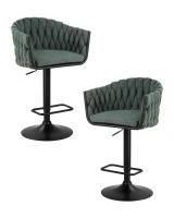 Набор 2 шт Стул барный DOBRIN LEON, зеленая ткань (LAR 275-23)