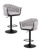 Набор 2 шт Стул барный DOBRIN LEON, серая ткань (LAR 275-17)