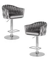 Набор 2 шт Стул барный DOBRIN MARCEL, серый велюр (MJ9-75)