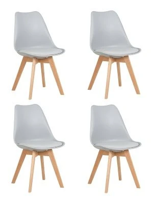 Набор 4 шт Стул обеденный DOBRIN JERRY SOFT, ножки светлый бук, цвет сиденья светло-серый (GR-01)