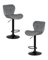 Набор 2 шт Стул барный DOBRIN BARNY BLACK, серый велюр (MJ9-75)