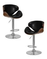 Набор 2 шт Стул барный DOBRIN KARTER, коричневое дерево, чёрный